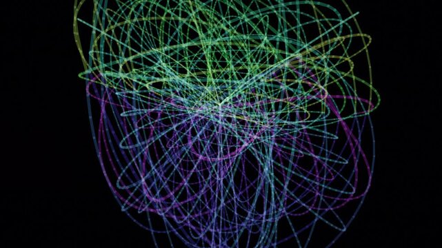 Abstract 4K UHD loop featuring a glowing gold hopf fibration morphing through an abstract topology field in crisp volumetric detail. Ideal for projection mapping, vj loop. 4K UHD.