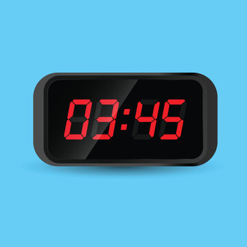 Digital Clock 03:45 Forty Five Minutes Past Three Vector Icon
