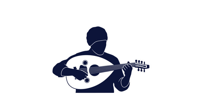 Man Playing a Musical Instrument Silhouette.