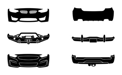Car Bumpers Vector Icons, Automotive Front & Rear Parts Collection, Vehicle Design Elements © Arpita