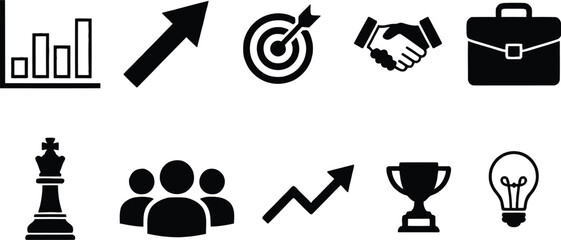 Business Management and Marketing Strategy Icon Vector Set © MehediHasan