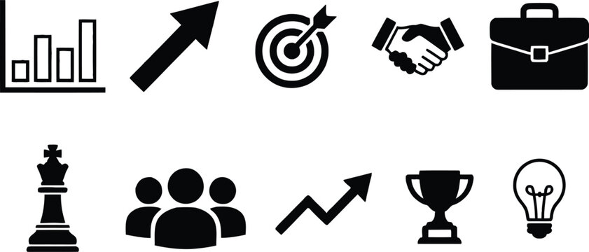 Business Management and Marketing Strategy Icon Vector Set