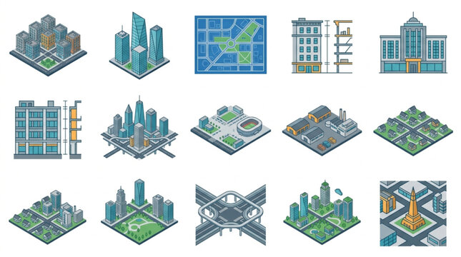 Isometric Urban Architecture City Planning Layouts.