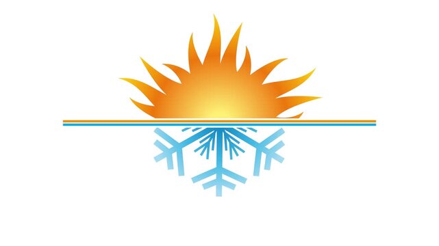 Climate control concept showing sun and snowflake