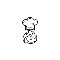 Obraz premium Graphic icon of chef hat over large flame.
