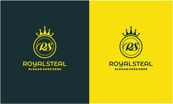 Royal Steal logo design with crown and monogram