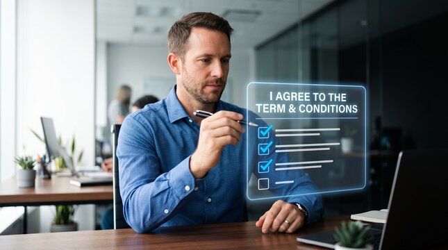 Businessman agreeing to terms and conditions, contract, agreement, office worker