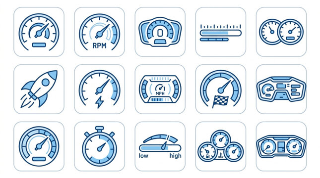 Collection of Vehicle and Speedometer Icons