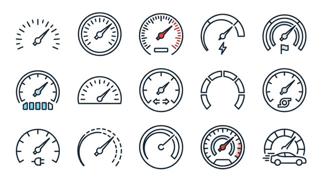 Collection of Vehicle Dashboard Gauges and Indicators
