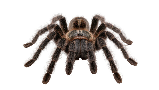 Fluffy brown tarantula spider with eight legs