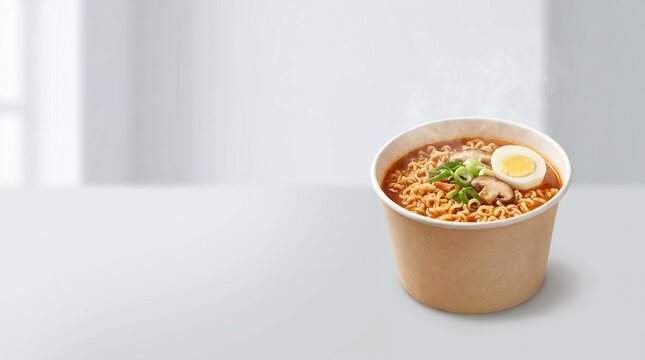 Paper Bowl Korean Ramen with Copy Space