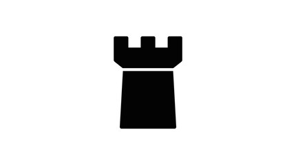 Black Castle Tower Silhouette Icon. © Sri