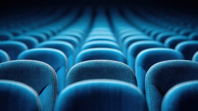 Rows of blue theater seats