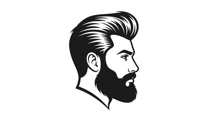 Gentleman's head silhouette with beard and pompadour hairstyle