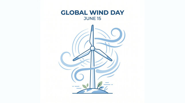 illustration of a windmill logo and gusts of wind