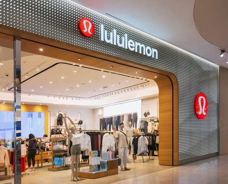 Lululemon store front store front logo sign Canadian multinational sportswear lifestyle apparel retailer : Bangkok, Thailand - May 25, 2026 
