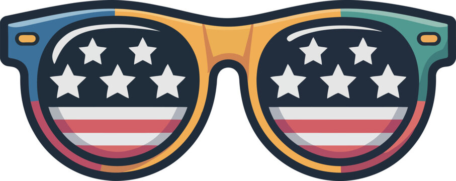Sunglasses with american flag pattern and stars white