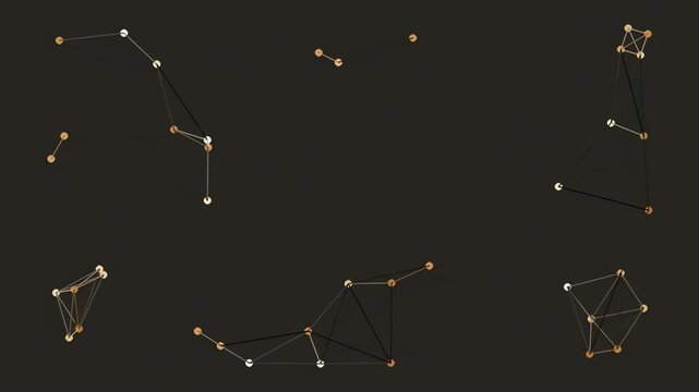 glowing network nodes, geometric connections, digital mesh visualization