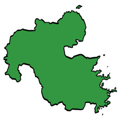 Fototapeta premium 大分県地図 九州 緑色 筆タッチ 和風 西日本 / A brushstroke map of Oita Prefecture / green