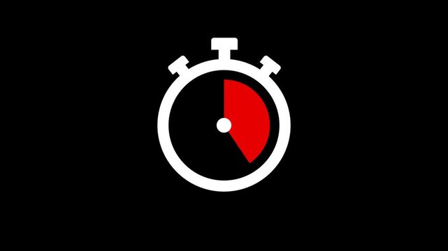 30 minute stopwatch timer animation. 30 minutes timer, stopwatch or countdown video on transparent background. Timer, clock, stopwatch icon with 30 minute timer animation video. alpha channel