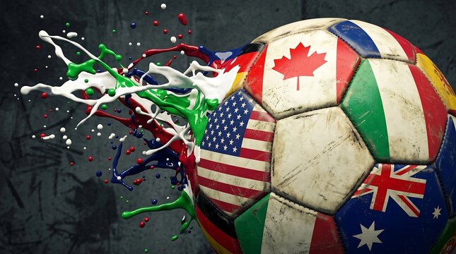 FIFA Worldcup 2026 Football or Soccer Ball with world flag 