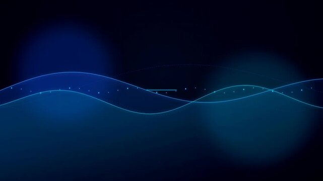 abstract blue wave line over dark background, glowing light curves