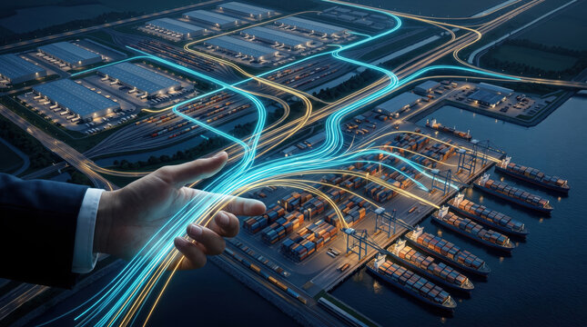 Supply chain resilience automation logistics port night