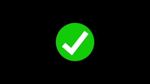 Animated Success Checkmark Symbol Isolated on Alpha Channel.
Green Approval Tick Icon Motion Graphic with Transparent Background.