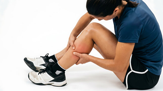 Athlete with Calf Pain: Sports Injury, Muscle Strain, Leg Ache, Medical Treatment, Physical Therapy, Rehabilitation, Healthcare, Wellness