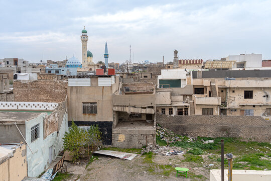 Above the rooftops of the city of Mosul in Iraq