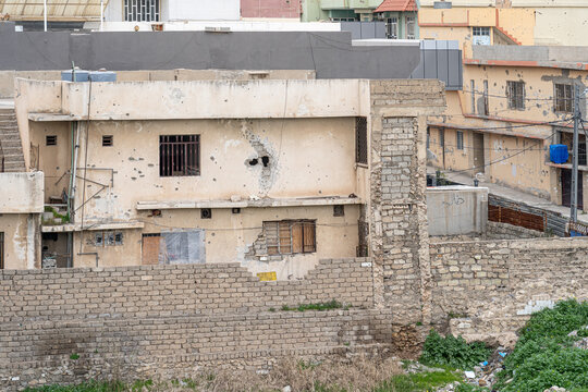 Above the rooftops of the city of Mosul in Iraq