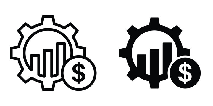 Cost optimization icon set in outlined drawings with flat version.