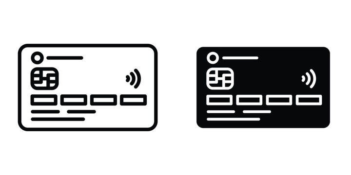 debit card icon set in outlined drawings with flat version.
