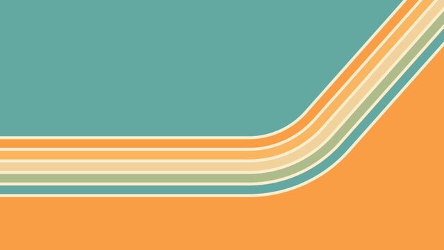 Abstract background of rainbow groovy Wavy Line design in 1970s Hippie Retro style. Vector pattern ready to use for cloth, textile, wrap and other.