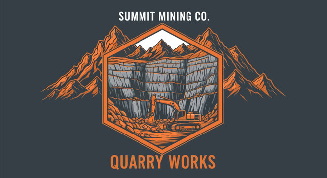 Summit Mining Co Quarry Works Vintage Style Logo Design.