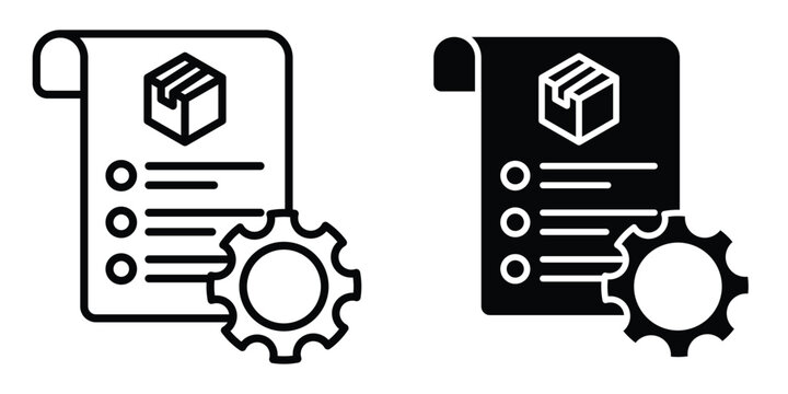 Inventory control icon set in outlined drawings with flat version.