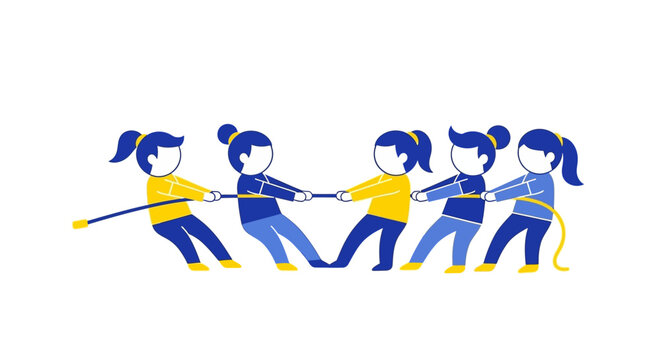 Kids Playing Tug of War.