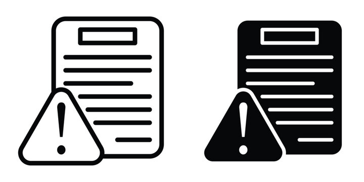 Notice icon set in outlined drawings with flat version.