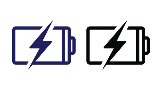 Battery icon with lightning bolt symbol in black silhouette style