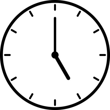 A simple clock face that shows just 5 o'clock