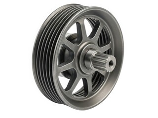 Obraz premium Metal pulley with grooved rim