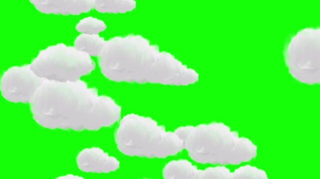 animated video of sparkling cloud particles flying towards the camera on green screen