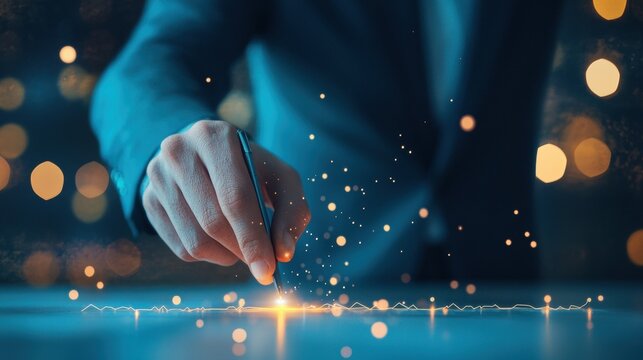 Forecast Business analyst reviewing financial charts predicting market trends.