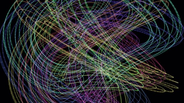 Mesmerizing 4K UHD loop of a glowing violet iridescent knot morphing through an abstract topology field with an elegant inner glow. Ideal for technology background, meditation background. 4K UHD.