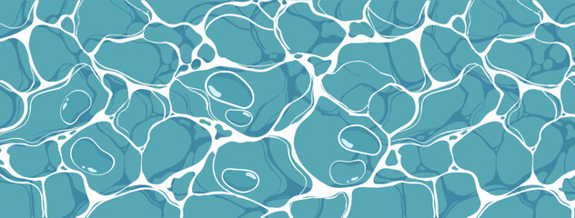Obraz premium Crystal clear blue water ripple surface with swimming pool caustics texture background vector illustration