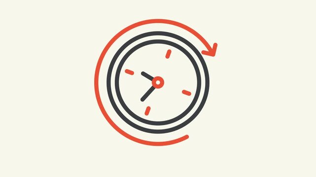 Clock with rotating arrow icon animation