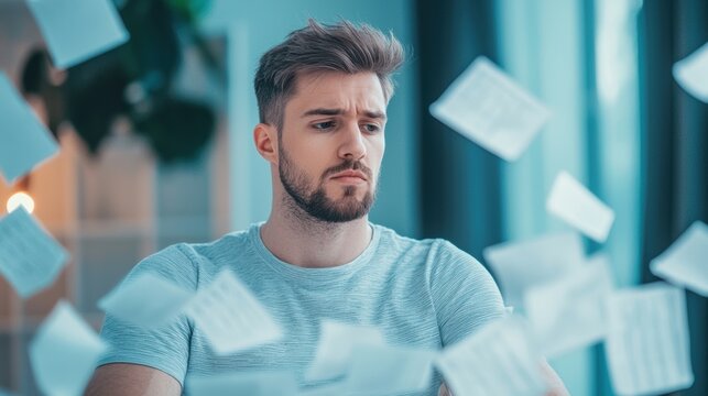 Tax Employee calculating annual tax reports with spreadsheets and notes.