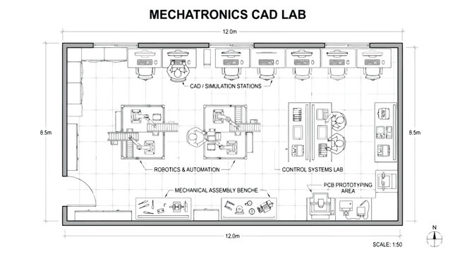 Plan d'Architecture de Studio de Design CAO Emballage Vectoriel pour Projets Industriels, Am&eacute;nagement de Bureau et Logistique (EPS)