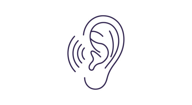 Hearing Ear with Sound Waves.