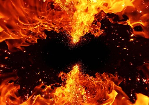 爆発する炎と飛散する破片のエネルギー抽象背景｜衝撃・火花・ダイナミックエフェクト